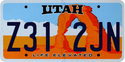 UT license plate Z312JN