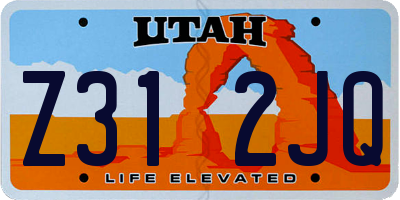 UT license plate Z312JQ