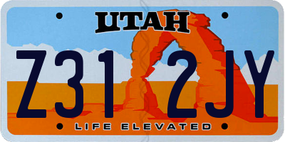 UT license plate Z312JY