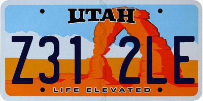 UT license plate Z312LE