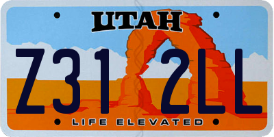 UT license plate Z312LL
