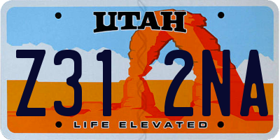 UT license plate Z312NA