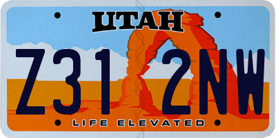 UT license plate Z312NW