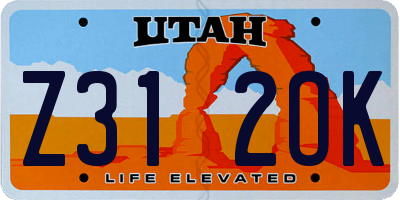 UT license plate Z312OK
