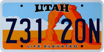 UT license plate Z312ON