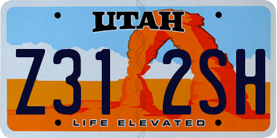 UT license plate Z312SH