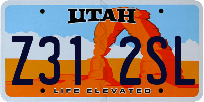 UT license plate Z312SL