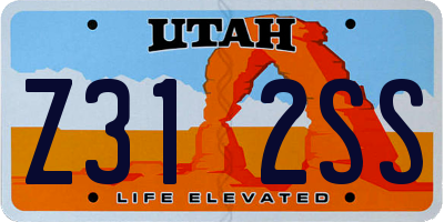 UT license plate Z312SS