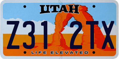 UT license plate Z312TX