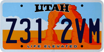 UT license plate Z312VM