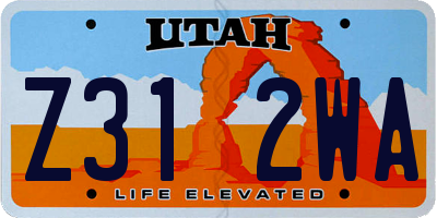 UT license plate Z312WA