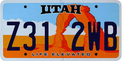 UT license plate Z312WB