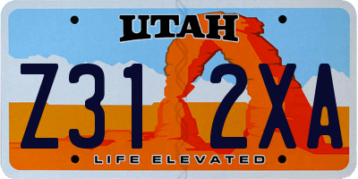 UT license plate Z312XA