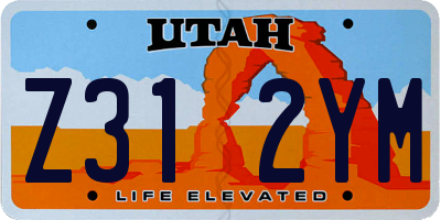 UT license plate Z312YM