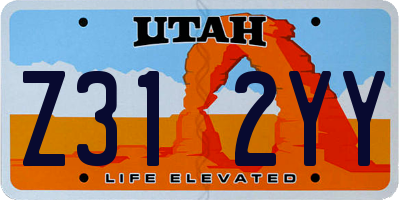UT license plate Z312YY