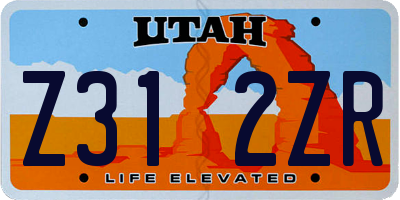 UT license plate Z312ZR