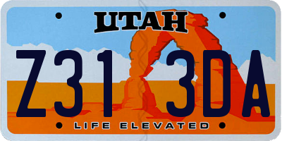 UT license plate Z313DA