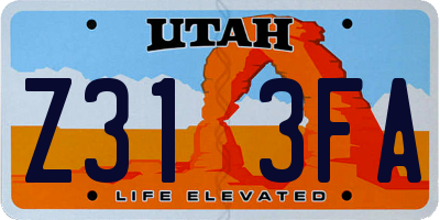 UT license plate Z313FA
