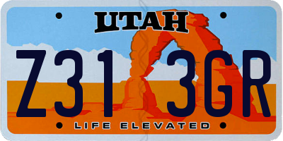UT license plate Z313GR