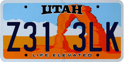 UT license plate Z313LK