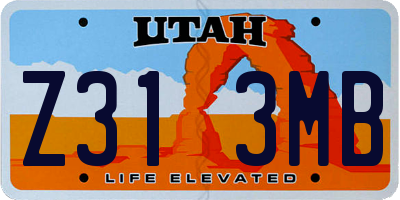 UT license plate Z313MB
