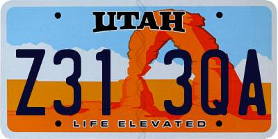 UT license plate Z313QA