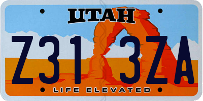 UT license plate Z313ZA