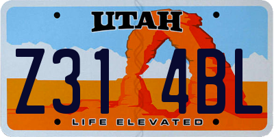 UT license plate Z314BL