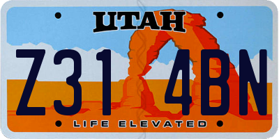 UT license plate Z314BN