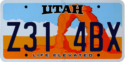 UT license plate Z314BX