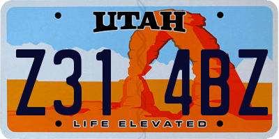 UT license plate Z314BZ