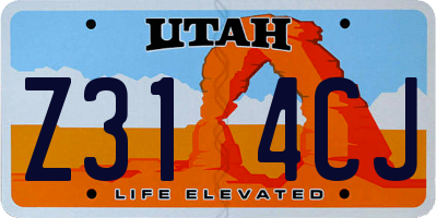 UT license plate Z314CJ
