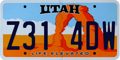 UT license plate Z314DW