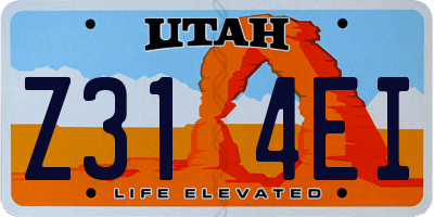 UT license plate Z314EI
