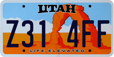 UT license plate Z314FF