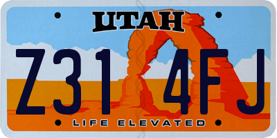 UT license plate Z314FJ