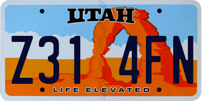UT license plate Z314FN