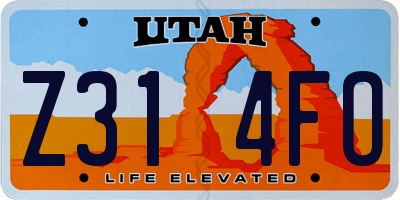 UT license plate Z314FO