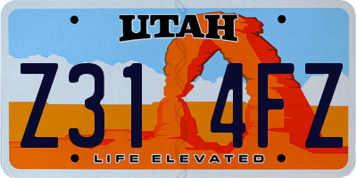 UT license plate Z314FZ