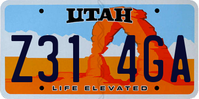 UT license plate Z314GA