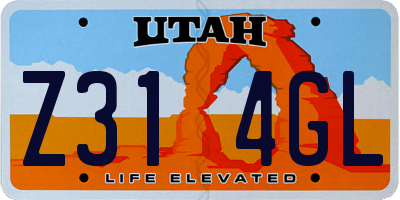 UT license plate Z314GL