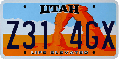 UT license plate Z314GX
