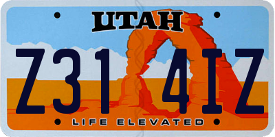 UT license plate Z314IZ