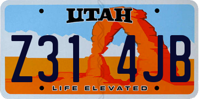 UT license plate Z314JB
