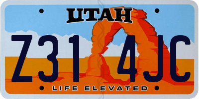 UT license plate Z314JC