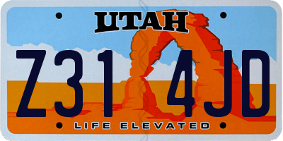 UT license plate Z314JD