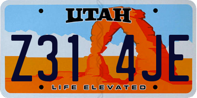 UT license plate Z314JE
