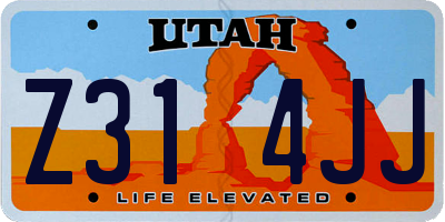 UT license plate Z314JJ