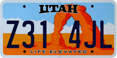 UT license plate Z314JL