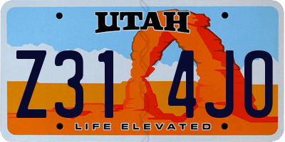 UT license plate Z314JO
